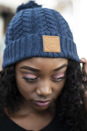 Indigo Cable Knit Beanie - Stellies Authentic Clothing
