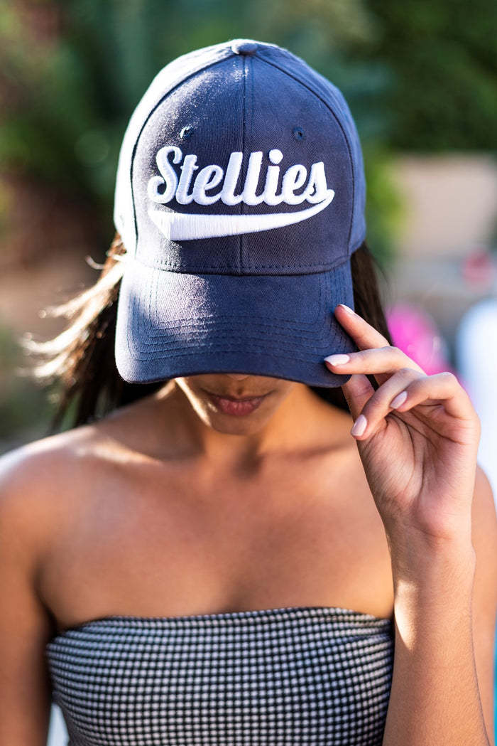 Curved Peak Snapback Cap in Navy