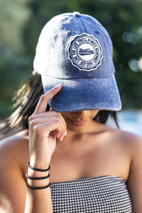 Stone-Washed Dad Cap in Denim Blue