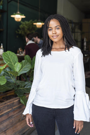 Bell Sleeve Top in White - Stellies Authentic Clothing