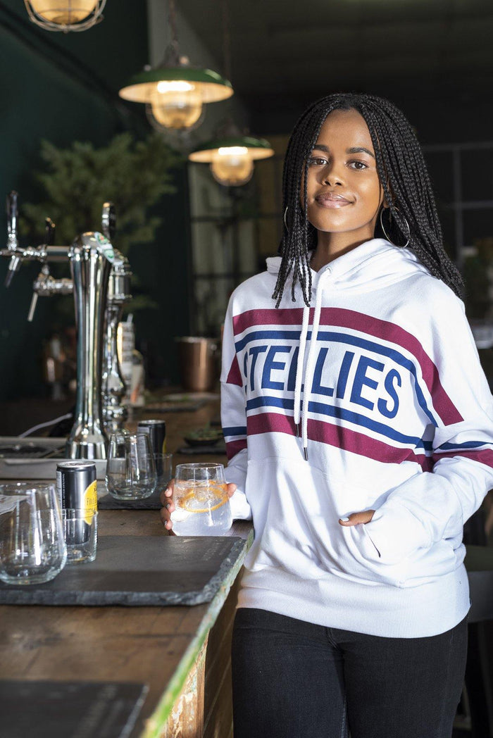 The Striped Fleece Hoodie In White - Stellies Authentic Clothing