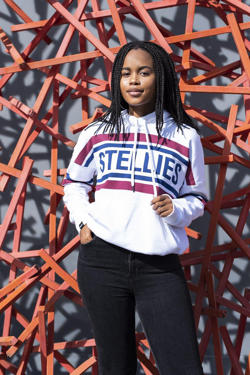 The Striped Fleece Hoodie In White - Stellies Authentic Clothing