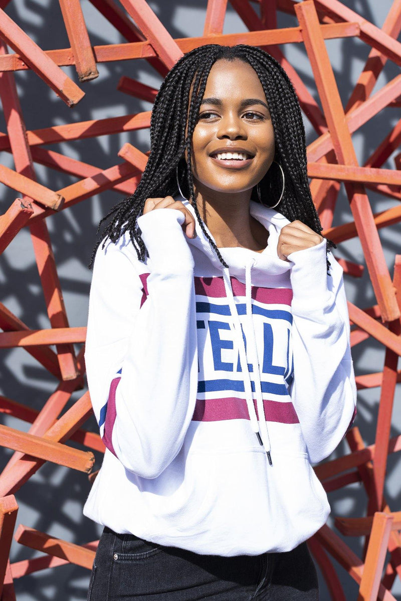The Striped Fleece Hoodie In White - Stellies Authentic Clothing